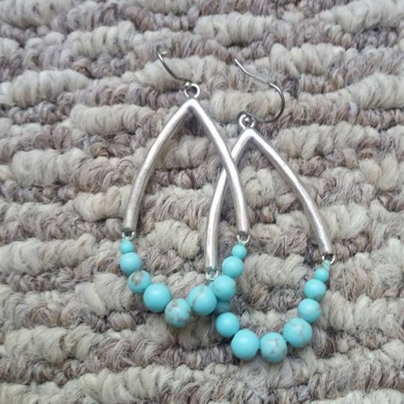 Lucky Brand Jewelry - Lucky Brand Turquoise Beaded Hoop Earrings